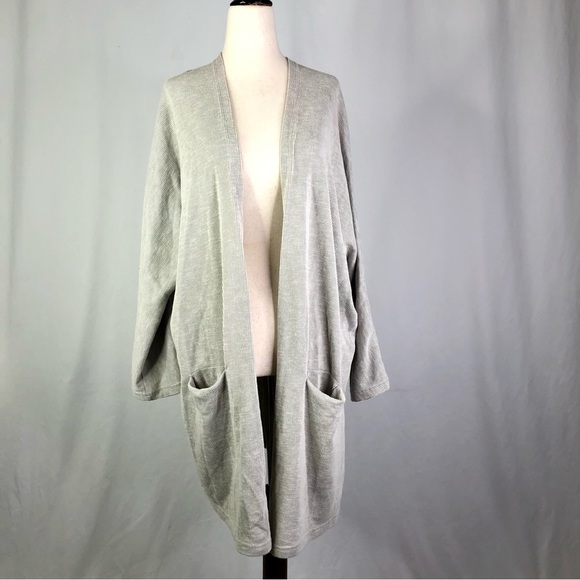 Donni open front long lightweight jersey sweater engineer stripe pockets OS - Picture 1 of 8